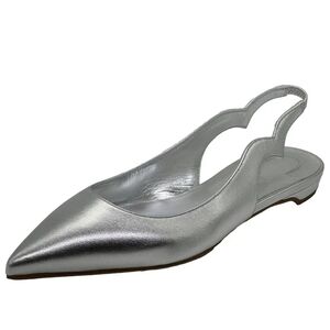 Christian Louboutin Silver Pointed Slingback Flat